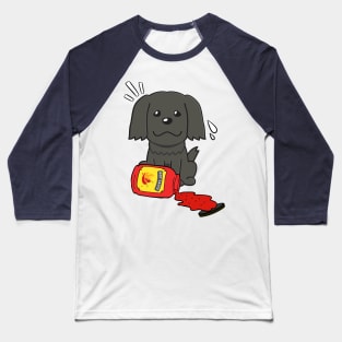 Funny Black Dog Spilled Hot Sauce Baseball T-Shirt